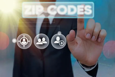 Handwriting text Zip Codes. Concept meaning numbers added to a postal address to Foto stock