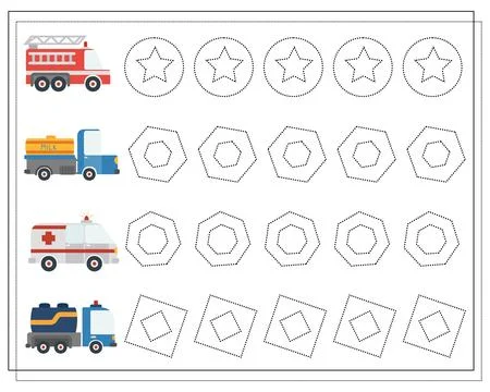 Handwriting training, Educational game for children, cartoon cars Illustrazione stock