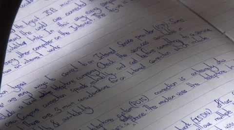 Handwritings of the notebook of an African student in computer lab-Edu in Africa Stock Footage 58974695