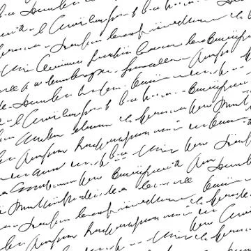 Handwritten abstract text seamless pattern, vector monochrome cursive script Stock Illustration