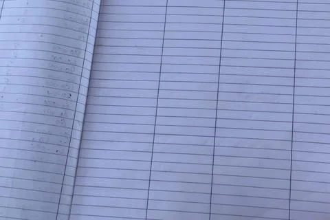 Handwritten Accounting Ledger Sheet in Lined Notebook Stock Photos