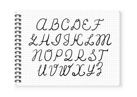 Handwritten alphabet in notepad vector Illustrazione stock