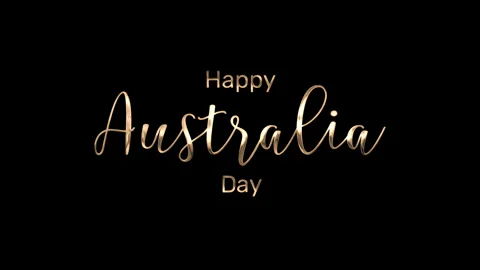 Handwritten Australia Day Animated text in gold color Stock Footage 296609573