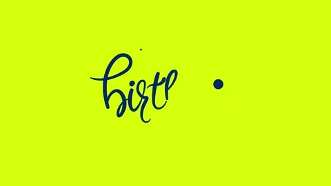 Handwritten Birthday Text Animation on Lime Green Background Stock-Footage 336713404