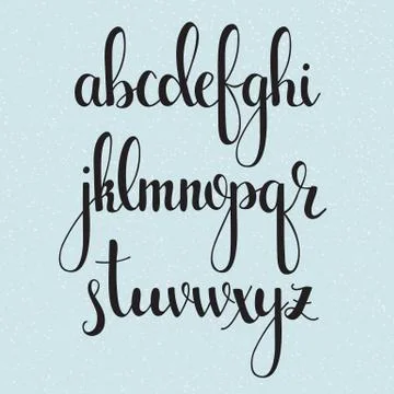 Handwritten brush style calligraphy cursive font Stock Illustration