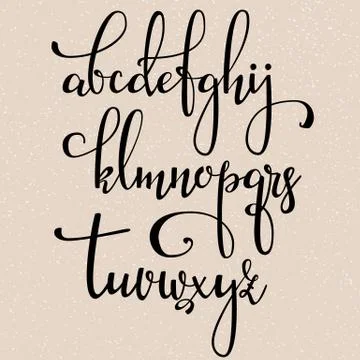 Handwritten brush style calligraphy cursive font Stock Illustration