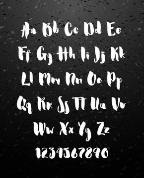 Handwritten brush style modern cursive font isolated on chalkboard background. Stock Illustration