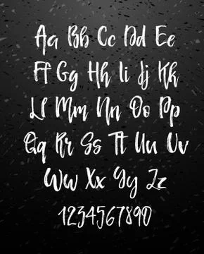 Handwritten brush style modern cursive font isolated on chalkboard background. イラスト素材