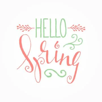 Handwritten calligraphic Spring lettering Stock Illustration