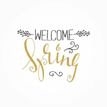 Handwritten calligraphic Spring lettering Stock Illustration