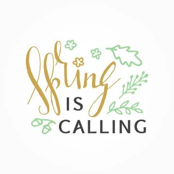 Handwritten calligraphic Spring lettering Stock Illustration