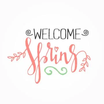 Handwritten calligraphic Spring lettering Stock Illustration