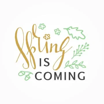 Handwritten calligraphic Spring lettering Stock Illustration