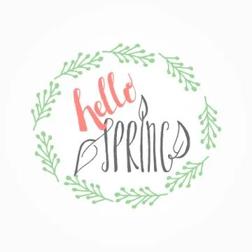Handwritten calligraphic Spring lettering Stock Illustration