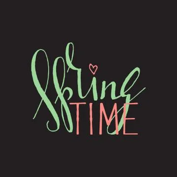 Handwritten calligraphic Spring lettering Stock Illustration