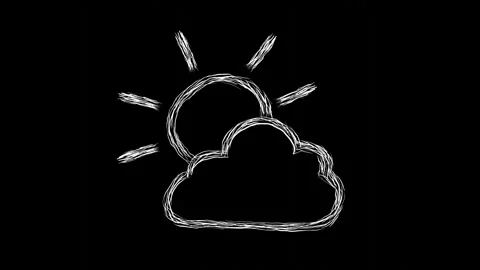 Handwritten Cloud and Sun Illustration Stock Footage 284702022