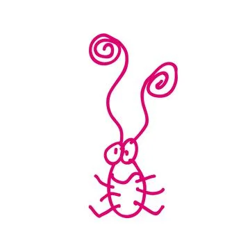 Handwritten cockroach, Hand drawn insect icon isolated on white background. Stock Illustration