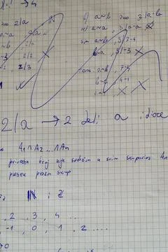 Handwritten discrete math notes divisibility relations Stock Photos