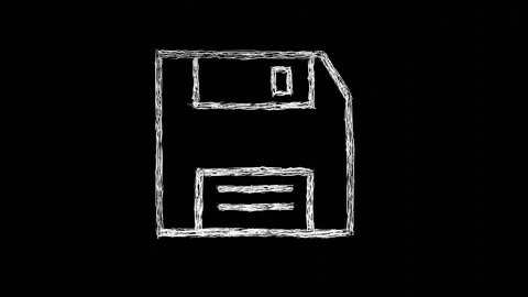 Handwritten Diskette Icon on Black Background Stock Footage 284704885