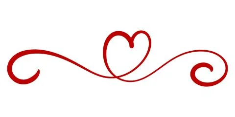 Handwritten divider for text or design with heart Ilustração Stock