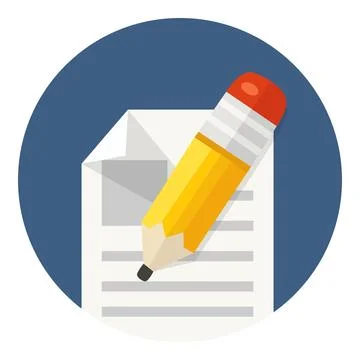 Handwritten document vector icon in circle Stock Illustration