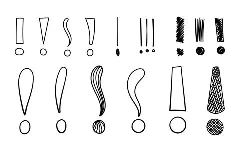 Handwritten exclamation mark bundle. Perfect for lettering and illustrations. Illustrazione stock