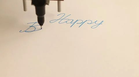 Handwritten Happy Birthday note executed by ink pen  plotter Video stock 64527975