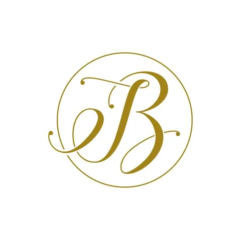 Handwritten I B or B letter logo with circle line 스톡 일러스트