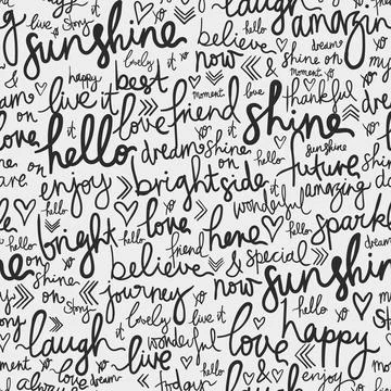 Handwritten Inspirational Typography Pattern with Positive Quotes Stock Illustration