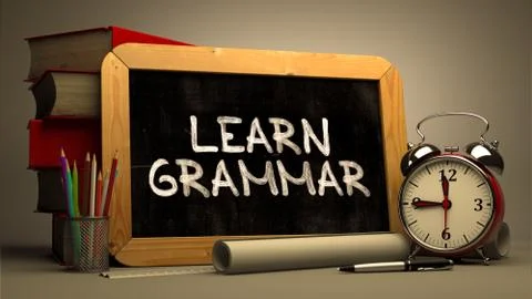 Handwritten Learn Grammar on a Chalkboard Stockillustratie
