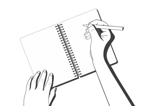 Handwritten letter in notebook. Vector illustration Illustrazione stock