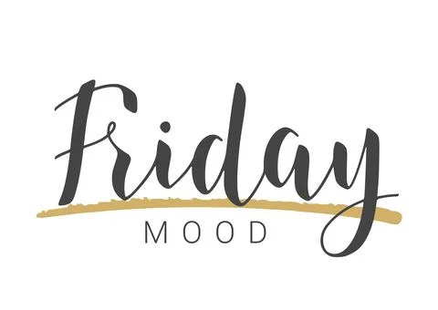 Handwritten Lettering of Friday Mood. Vector Illustration. Stock Illustration