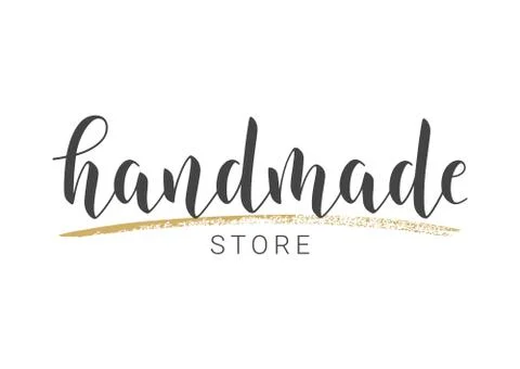 Handwritten Lettering of Handmade Store. Vector Illustration. Stock Illustration