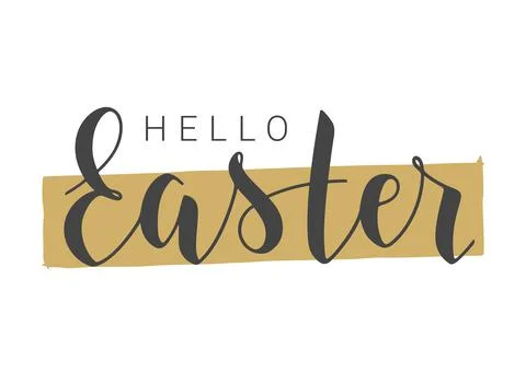 Handwritten Lettering of Hello Easter. Vector Illustration. Stock Illustration