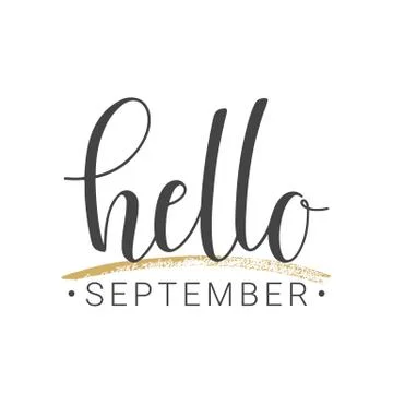 Handwritten lettering of Hello September Stock Illustration