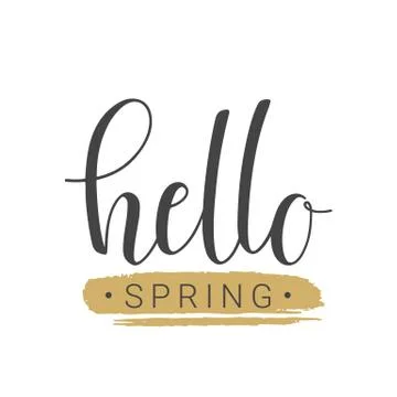 Handwritten lettering of Hello Spring Stock Illustration