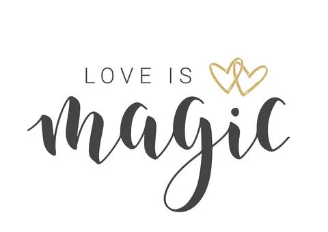 Handwritten Lettering of Love Is Magic. Vector Illustration. Stock Illustration