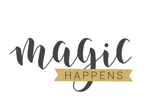 Handwritten Lettering of Magic Happens. Vector Illustration. Stock Illustration