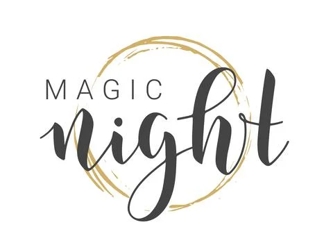 Handwritten Lettering of Magic Night. Vector Stock Illustration. Stock Illustration