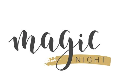 Handwritten Lettering of Magic Night. Vector Illustration. Stock Illustration