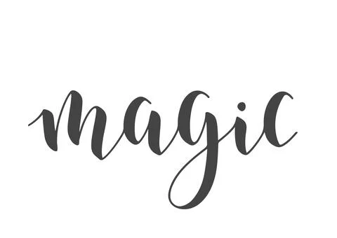 Handwritten Lettering of Magic. Vector Illustration. Illustrazione stock