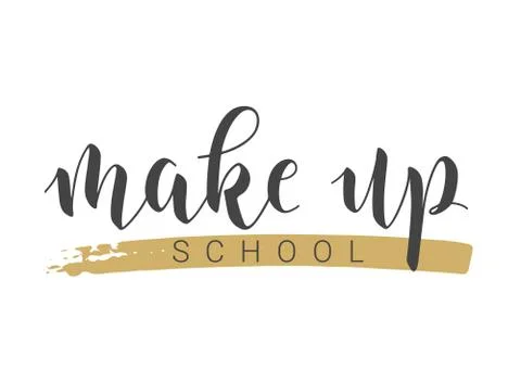 Handwritten Lettering of Make Up School. Vector Stock Illustration. Stock Illustration