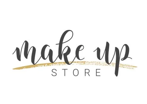 Handwritten Lettering of Make Up Store. Vector Stock Illustration. Stock Illustration