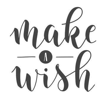 Handwritten Lettering of Make A Wish. Vector Stock Illustration. Stock Illustration