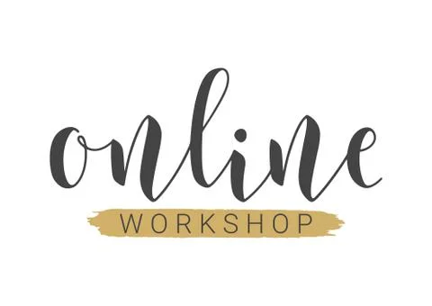 Handwritten Lettering of Online Workshop. Vector Illustration. Stock Illustration