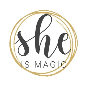 Handwritten Lettering of She is Magic. Vector Stock Illustration. Illustrazione stock