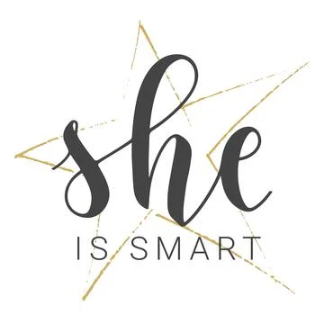 Handwritten Lettering of She is Smart. Vector Stock Illustration. Illustrazione stock