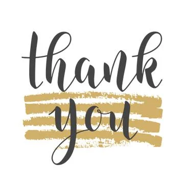 Handwritten Lettering of Thank You. Vector Illustration. Stock Illustration