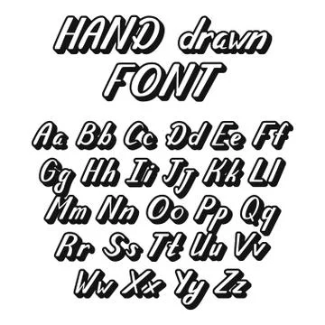 Handwritten lettering vector font alphabet Stock Illustration