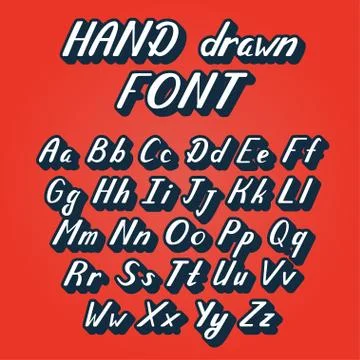 Handwritten lettering vector font alphabet Stock Illustration